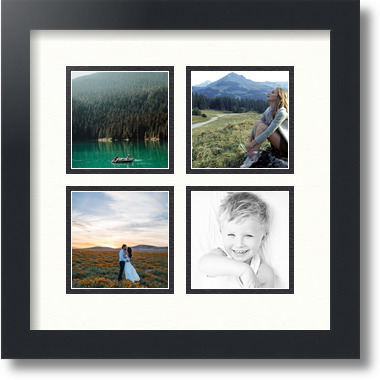 ArtToFrames Collage Mat Picture Photo Frame - 4 4x4" Openings in Satin Black 6