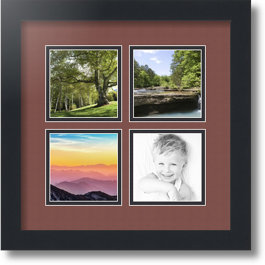 ArtToFrames Collage Mat Picture Photo Frame - 4 4x4" Openings in Satin Black 6