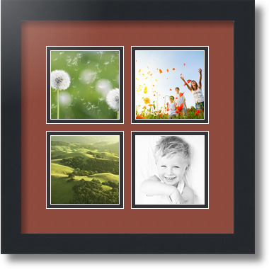 ArtToFrames Collage Mat Picture Photo Frame - 4 4x4" Openings in Satin Black 6