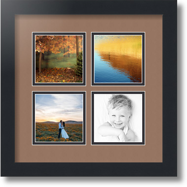 ArtToFrames Collage Mat Picture Photo Frame - 4 4x4" Openings in Satin Black 6