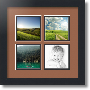 ArtToFrames Collage Mat Picture Photo Frame - 4 4x4" Openings in Satin Black 6