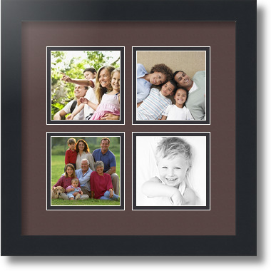 ArtToFrames Collage Mat Picture Photo Frame - 4 4x4" Openings in Satin Black 6