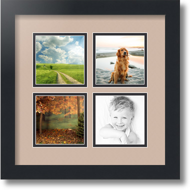 ArtToFrames Collage Mat Picture Photo Frame - 4 4x4" Openings in Satin Black 6