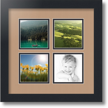 ArtToFrames Collage Mat Picture Photo Frame - 4 4x4" Openings in Satin Black 6