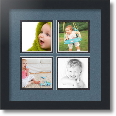 ArtToFrames Collage Mat Picture Photo Frame - 4 4x4" Openings in Satin Black 6