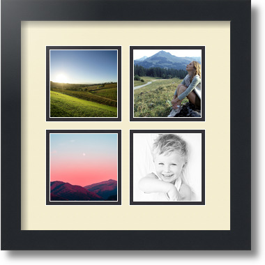 ArtToFrames Collage Mat Picture Photo Frame - 4 4x4" Openings in Satin Black 6