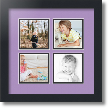 ArtToFrames Collage Mat Picture Photo Frame - 4 4x4" Openings in Satin Black 6