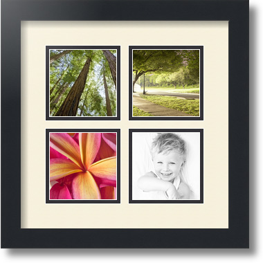 ArtToFrames Collage Mat Picture Photo Frame - 4 4x4" Openings in Satin Black 6