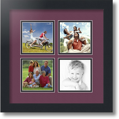 ArtToFrames Collage Mat Picture Photo Frame - 4 4x4" Openings in Satin Black 6