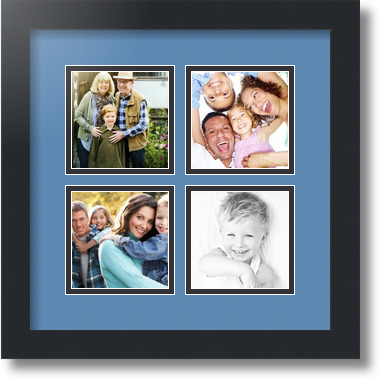 ArtToFrames Collage Mat Picture Photo Frame - 4 4x4" Openings in Satin Black 6