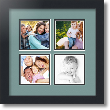 ArtToFrames Collage Mat Picture Photo Frame - 4 4x4" Openings in Satin Black 6