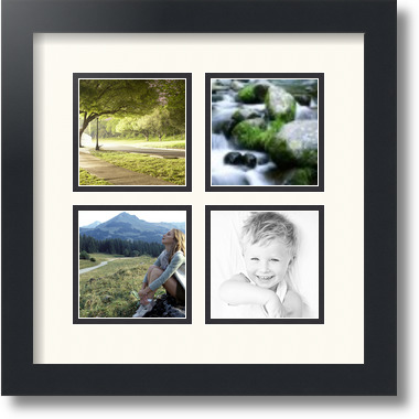 ArtToFrames Collage Mat Picture Photo Frame - 4 4x4" Openings in Satin Black 6