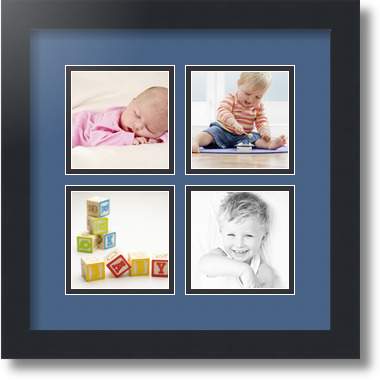 ArtToFrames Collage Mat Picture Photo Frame - 4 4x4" Openings in Satin Black 6