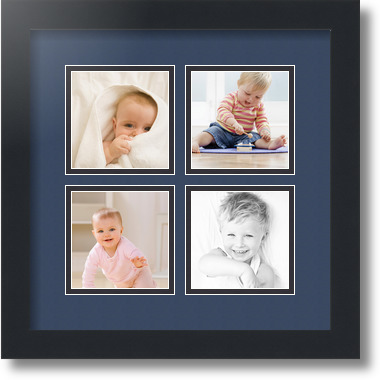 ArtToFrames Collage Mat Picture Photo Frame - 4 4x4" Openings in Satin Black 6