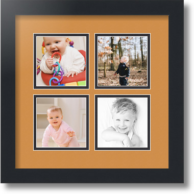 ArtToFrames Collage Mat Picture Photo Frame - 4 4x4" Openings in Satin Black 6