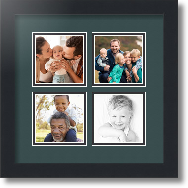 ArtToFrames Collage Mat Picture Photo Frame - 4 4x4" Openings in Satin Black 6