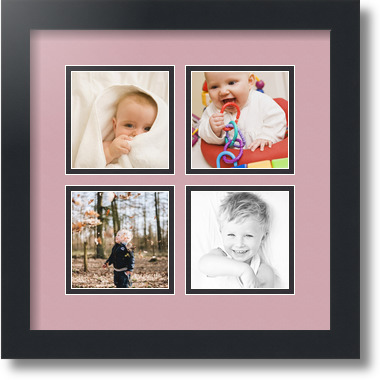 ArtToFrames Collage Mat Picture Photo Frame - 4 4x4" Openings in Satin Black 6