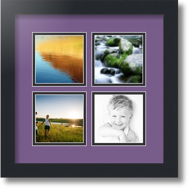 ArtToFrames Collage Mat Picture Photo Frame - 4 4x4" Openings in Satin Black 6