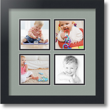 ArtToFrames Collage Mat Picture Photo Frame - 4 4x4" Openings in Satin Black 6