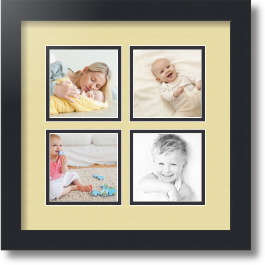 ArtToFrames Collage Mat Picture Photo Frame - 4 4x4" Openings in Satin Black 6