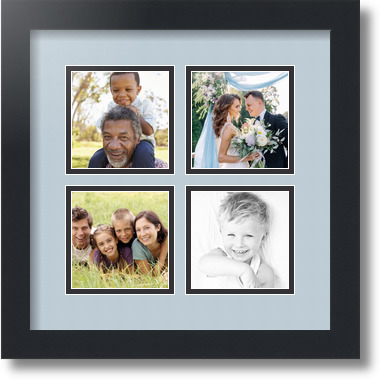 ArtToFrames Collage Mat Picture Photo Frame - 4 4x4" Openings in Satin Black 6