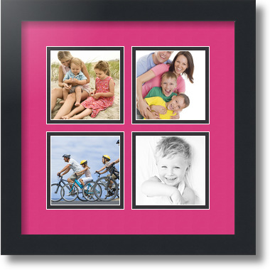 ArtToFrames Collage Mat Picture Photo Frame - 4 4x4" Openings in Satin Black 6