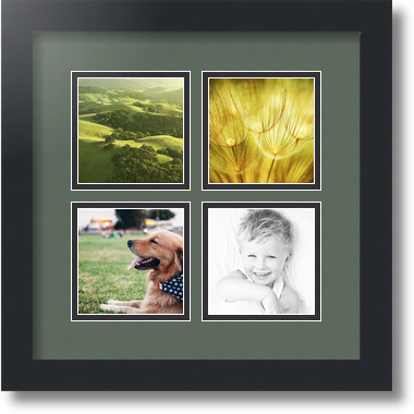 ArtToFrames Collage Mat Picture Photo Frame - 4 4x4" Openings in Satin Black 6