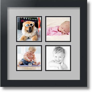 ArtToFrames Collage Mat Picture Photo Frame - 4 4x4" Openings in Satin Black 6