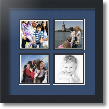 ArtToFrames Collage Mat Picture Photo Frame - 4 4x4" Openings in Satin Black 6