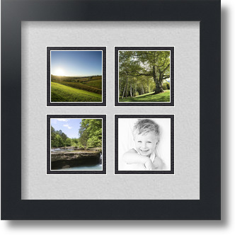 4 3x3" Openings in Satin Black 7 ArtToFrames Collage Mat Picture Photo Frame 