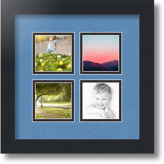 ArtToFrames Collage Photo Frame Double Mat with 4-4x4 Openings with Satin  Black Frame and Chantilly mat.