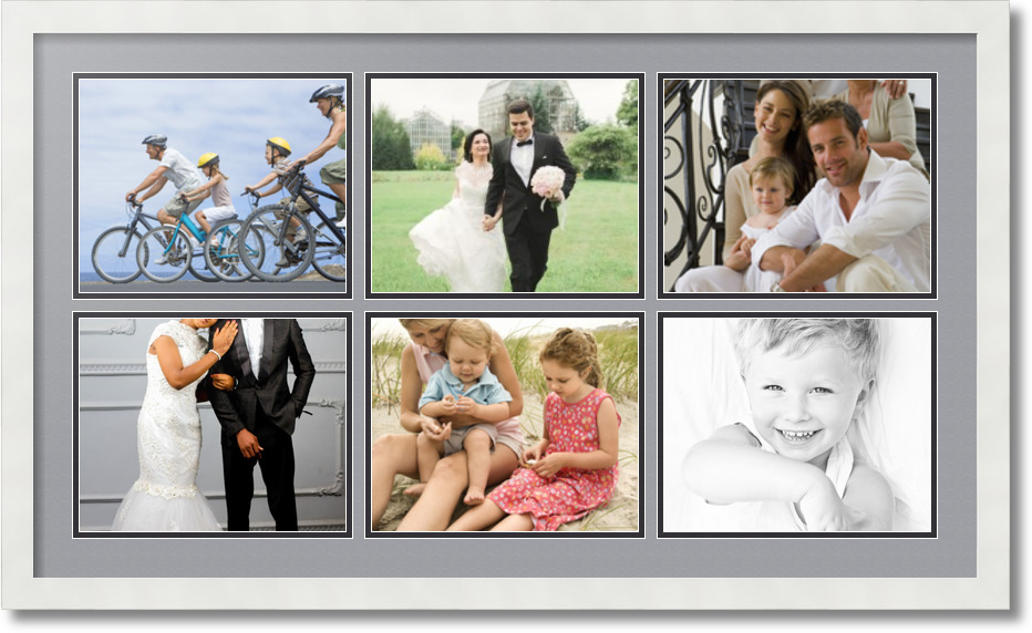 ArtToFrames Collage Mat Picture Photo Frame 6 8x10" Openings in Satin White 92