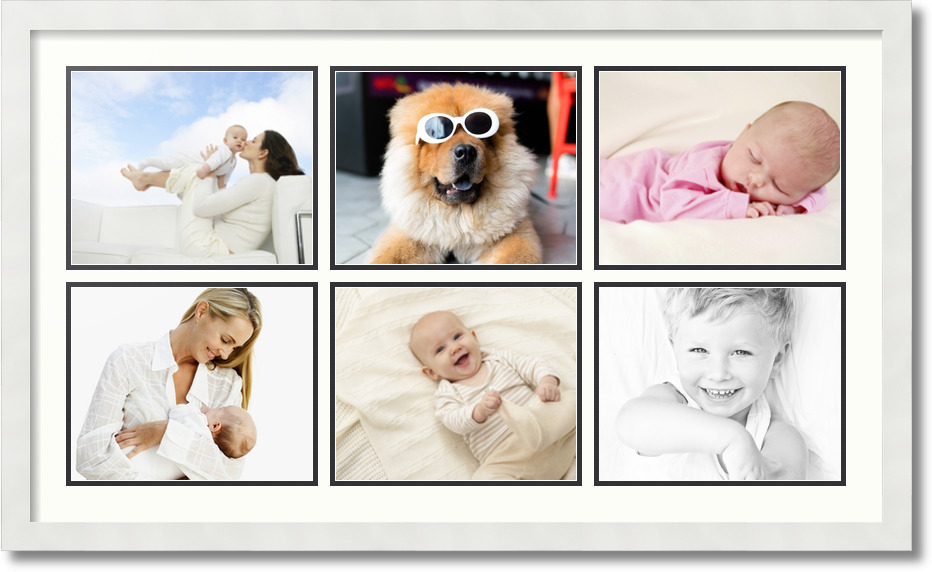 ArtToFrames Collage Mat Picture Photo Frame 6 8x10" Openings in Satin White 92