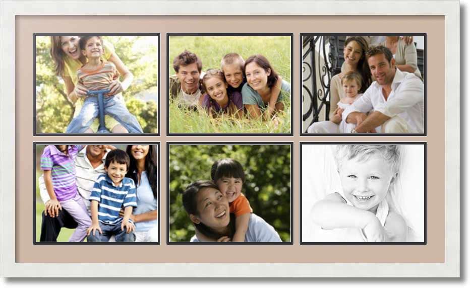 ArtToFrames Collage Mat Picture Photo Frame 6 8x10" Openings in Satin White 92