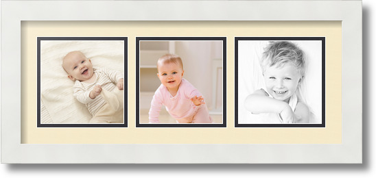 ArtToFrames Collage Mat Picture Photo Frame 3 5x5" Openings in Satin White 95