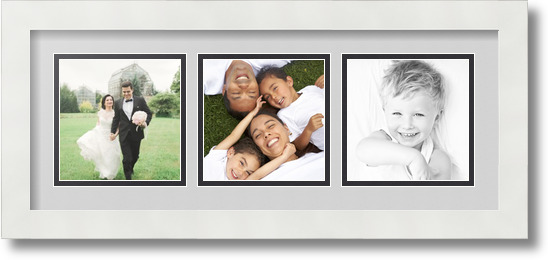 ArtToFrames Collage Mat Picture Photo Frame 3 5x5" Openings in Satin White 95