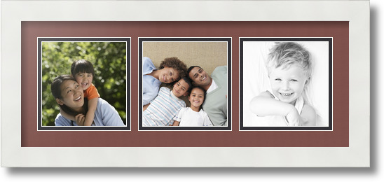 ArtToFrames Collage Mat Picture Photo Frame 3 5x5" Openings in Satin White 95