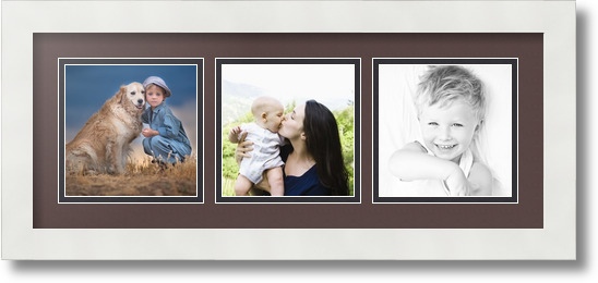 ArtToFrames Collage Mat Picture Photo Frame 3 5x5" Openings in Satin White 95