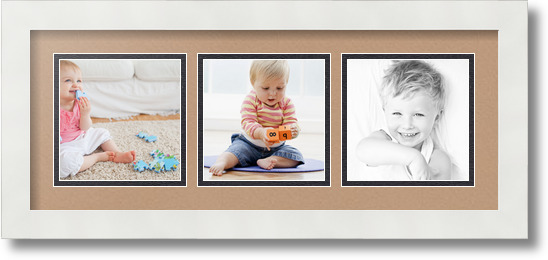 ArtToFrames Collage Mat Picture Photo Frame 3 5x5" Openings in Satin White 95