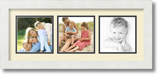 ArtToFrames Collage Mat Picture Photo Frame 3 5x5" Openings in Satin White 95