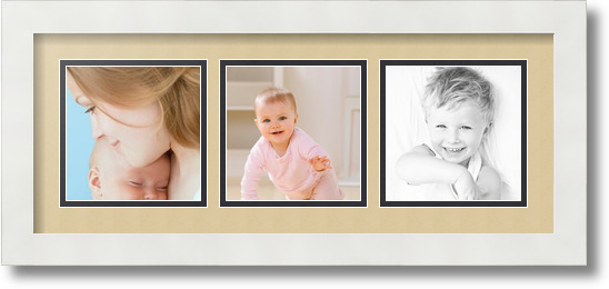 ArtToFrames Collage Mat Picture Photo Frame 3 5x5" Openings in Satin White 95