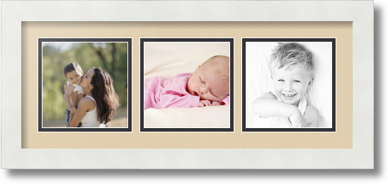 ArtToFrames Collage Mat Picture Photo Frame 3 5x5" Openings in Satin White 95