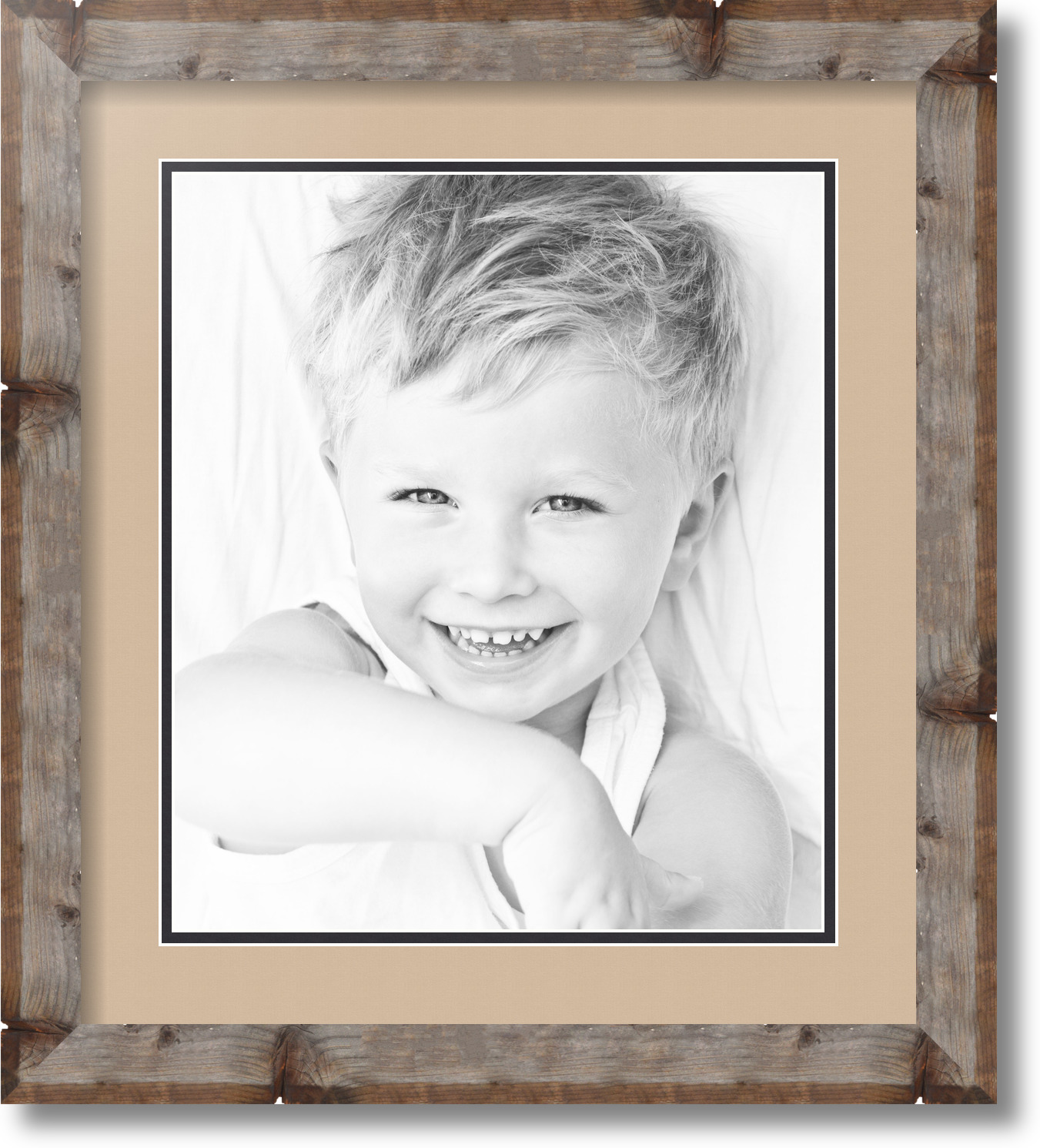 ArtToFrames Matted 16x18 Natural Picture Frame with 2" Double Mat, 12x14 Opening