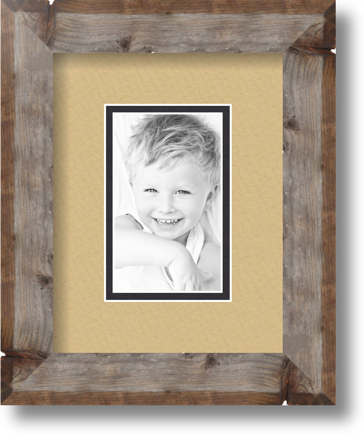 ArtToFrames Matted 7x9 Natural Picture Frame with 2" Double Mat, 3x5 Opening