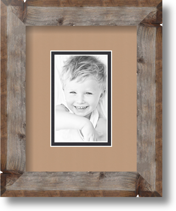 ArtToFrames Matted 7x9 Natural Picture Frame with 2" Double Mat, 3x5 Opening