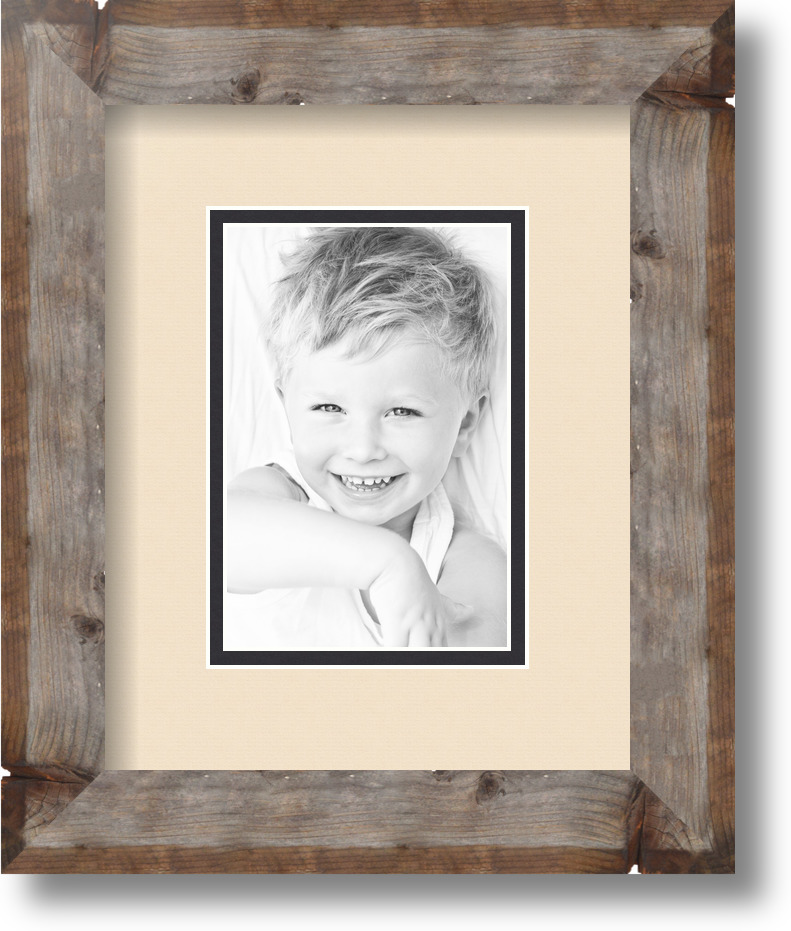 ArtToFrames Matted 8x10 Natural Picture Frame with 2" Double Mat, 4x6 Opening