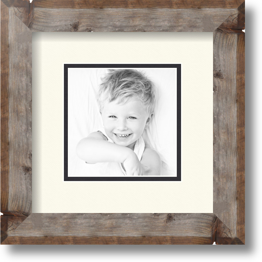 ArtToFrames Matted 9x9 Natural Picture Frame with 2" Double Mat, 5x5 Opening