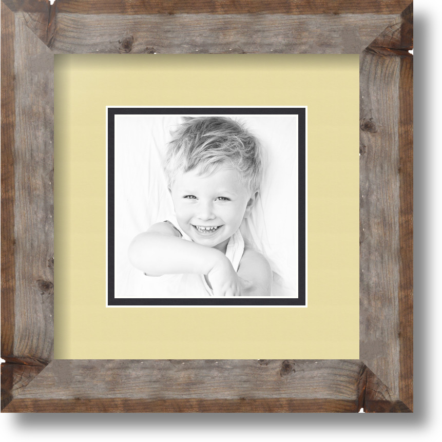 ArtToFrames Matted 9x9 Natural Picture Frame with 2" Double Mat, 5x5 Opening