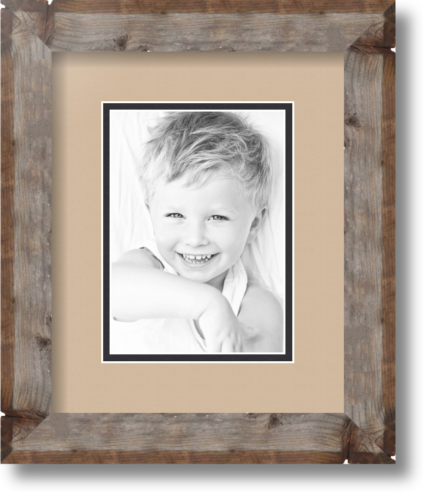 ArtToFrames Matted 9x11 Natural Picture Frame with 2" Double Mat, 5x7 Opening