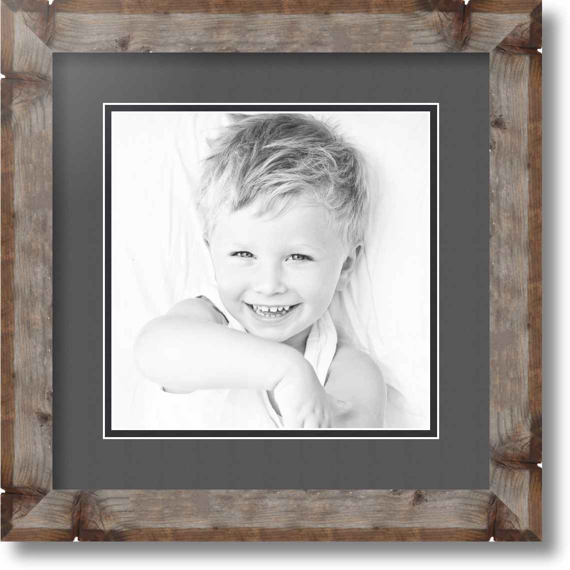 ArtToFrames Matted 13x13 Natural Picture Frame with 2" Double Mat, 9x9 Opening